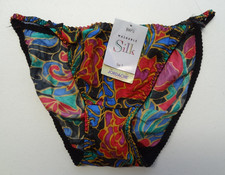 NWT Jordache 6 Washable 100 Silk String Bikini Sheer 90s Silkwear Colorful VTG
