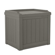 Suncast Outdoor Storage Box - 22 Gallon Stone Gray Resin Outdoor Deck Box wit...