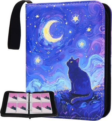 Cute Cat Card Binder, 400 Pocket Card Album for Girls Gifts, Black Cat kitten...