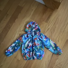 Girls Multicolor Animal Print Windbreaker Jacket Hooded 100 Polyester Size 120