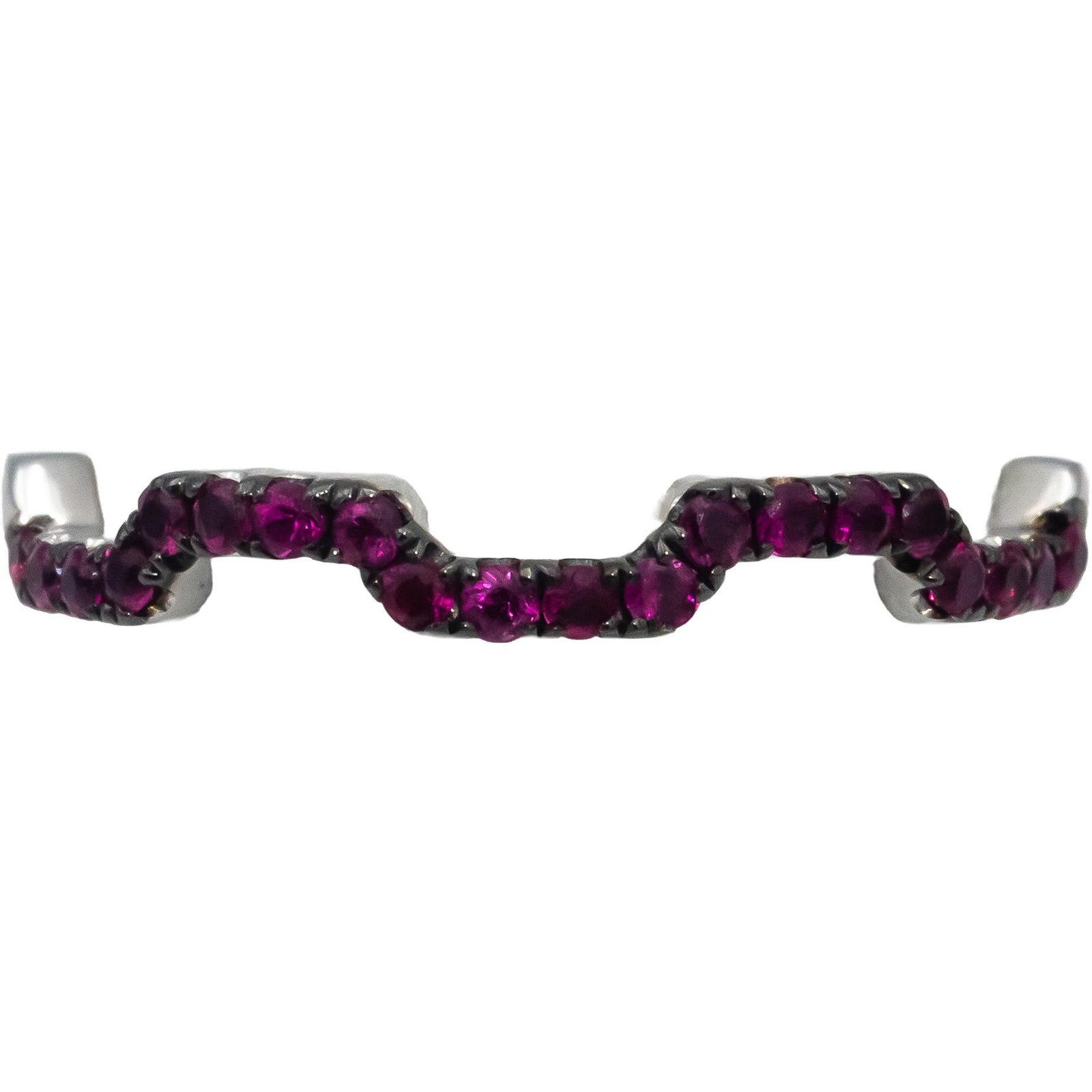 18k White Gold Round Ruby Zig Zag Stackable Band … - image 4