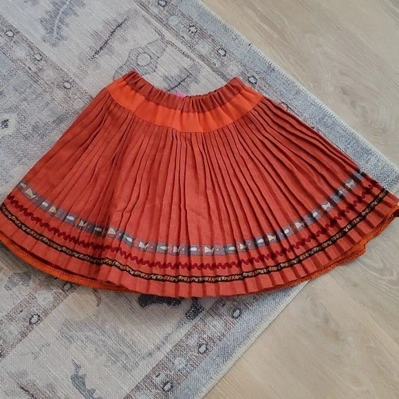 Falda de diseñador plisada naranja Oilily para niñas talla 11-12y/152 Foto 2 de 4