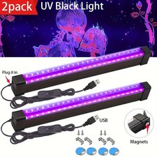 2x 395 nm USB LED UV Light Bar Blacklight Magnetic for Glow Party DJ Club Stage