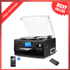 9-in-1 Record Player with Stereo Speakers, 3-Speed Turntable, Bluetooth, CD