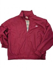 Vintage Monsanto Bomber Jacket XL Maroon Red Windbreaker Plaid Lined Harrington