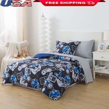 5-Piece Gamer Bedding Set Kids with Fabric Storage Bag Twin Glow in the Dark