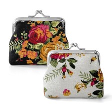 Kiss-lock Coin Purse for Girls Women Floral Vintage Mini Change Purses Kids C...