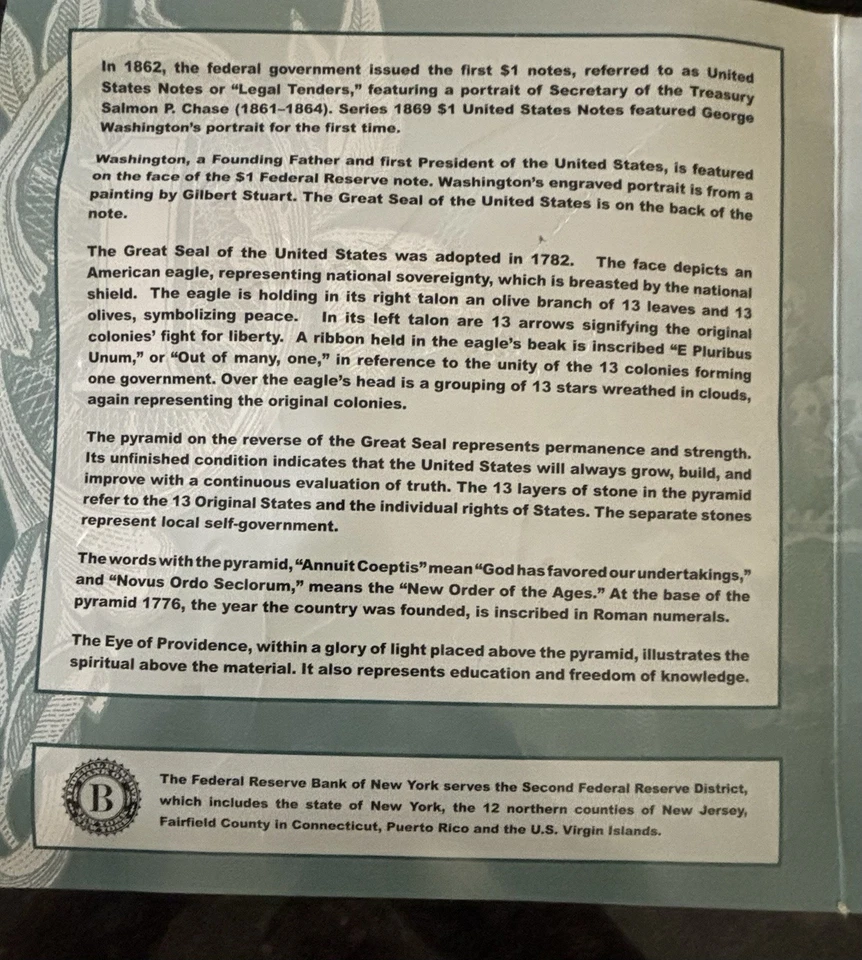 2019 America's Founding Fathers Currency Set NY 2017 $1 and 2013 SF $2 Notes BEP - Image 3 of 4