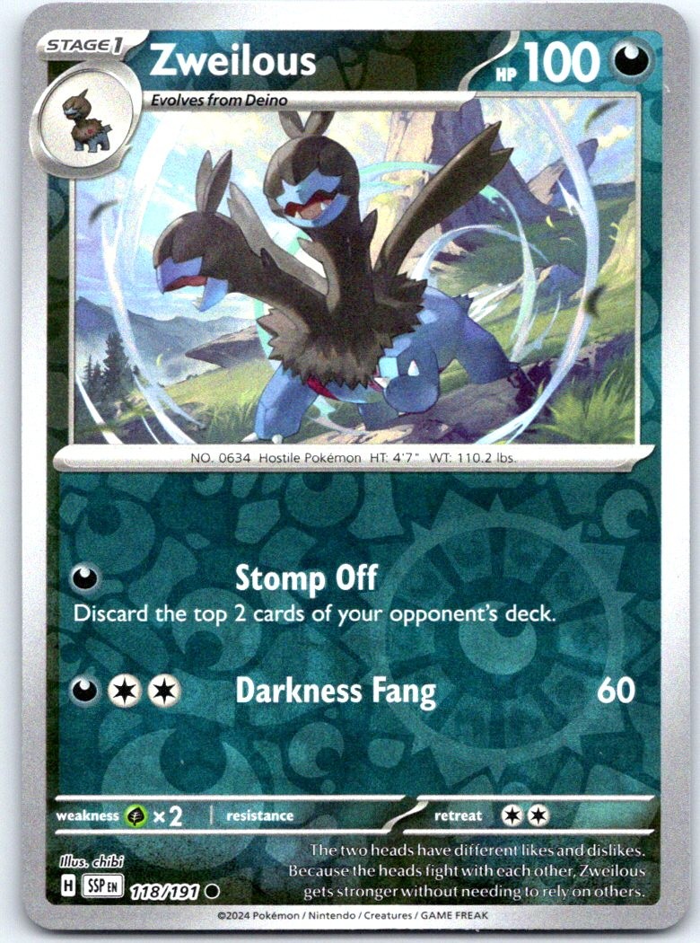 Zweilous 118/191 Common Surging Sparks Pokemon Reverse Holo NM