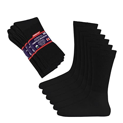 SPECIAL ESSENTIALS 3 PAIRS WOMEN'S COTTON DIABETIC CREW SOCKS 2040-D10 - BLACK - Picture 1 of 5