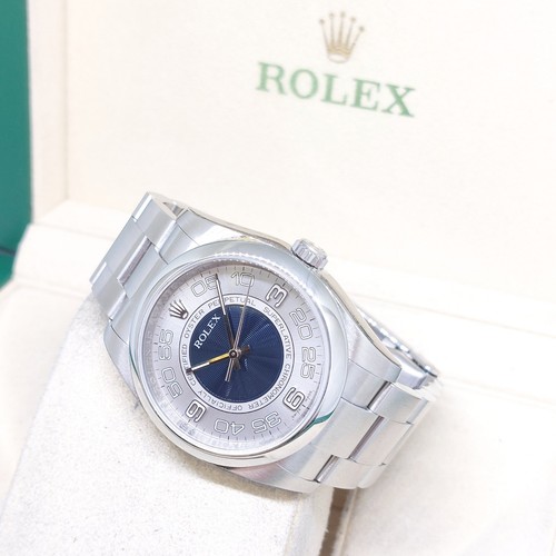 Rolex 36mm Silver Blue Concentric Arabic Dial Oyster Perpetual...
