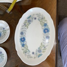 Vintage Wedgwood Clementine Blue Floral Pattern Bone China Vanity Tray