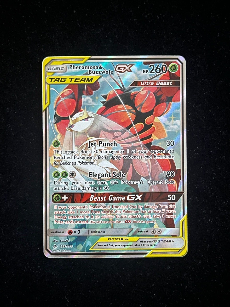 Pheromosa & Buzzwole GX TAG TEAM 192/214 Pokémon Sun & Moon Unbroken Bonds NM