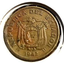 elf Ecuador 10 Centavos 1942 Philadelphia Mint World War II  E25