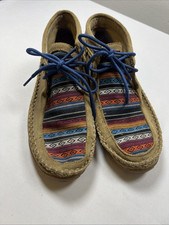 Twisted X Women's Size 7M Brown Leather Fringe Serape Moccasins Bootie WDM0064