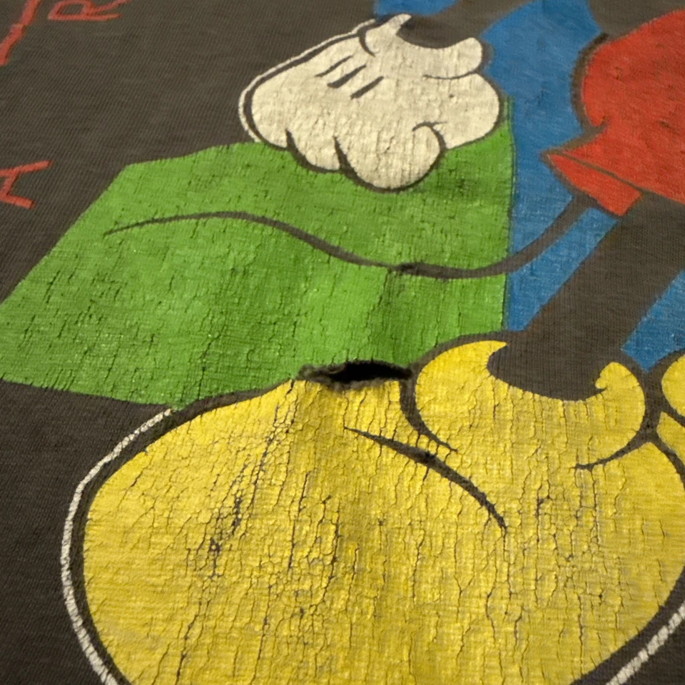 Vtg 90s Disneyland Paris Mickey Graphic T Shirt Faded Black L/XL Distressed - Image 3 of 4