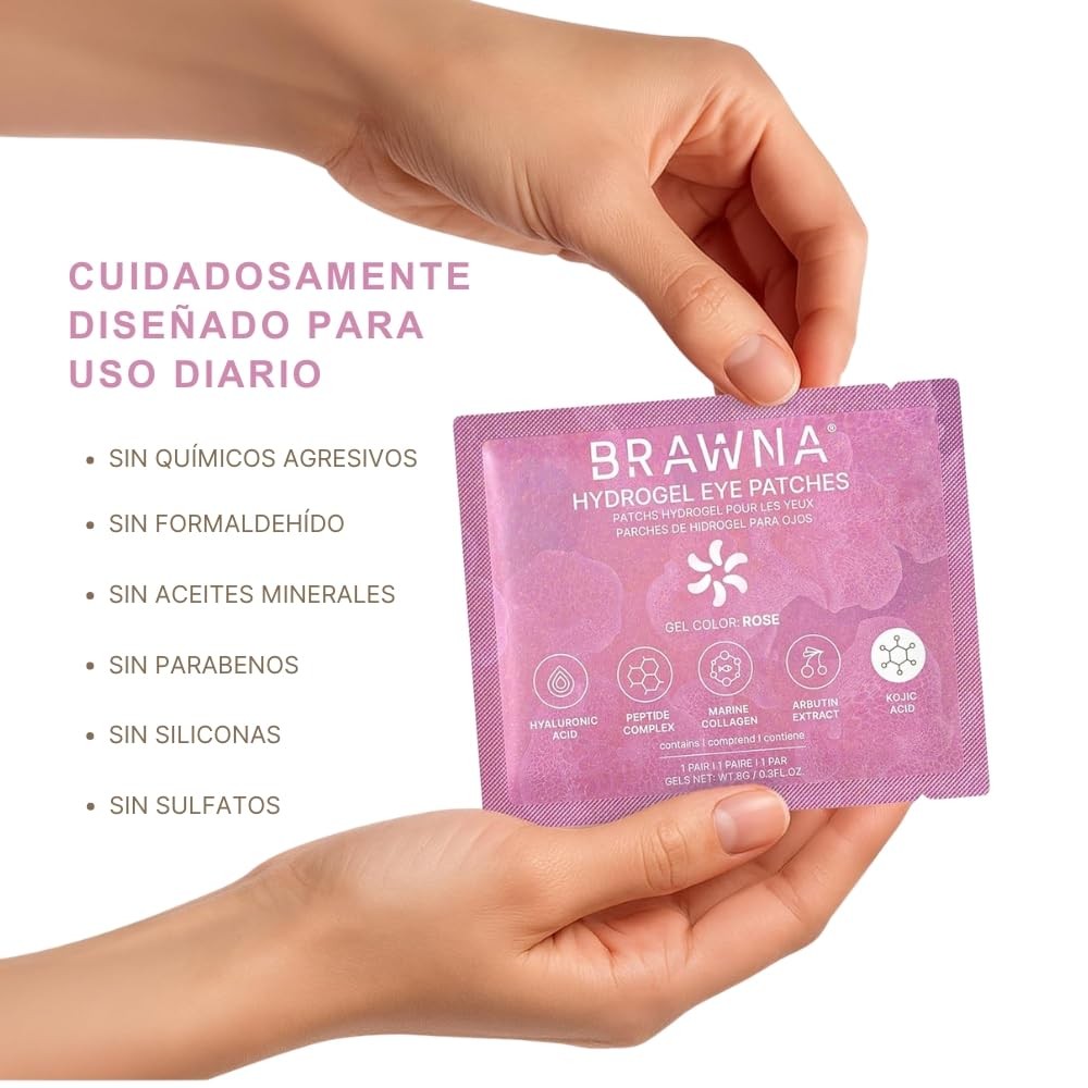 BRAWNA Under Eye Patches – Hydrogel Masks with Rose,Gold, Pearl - 12PK 