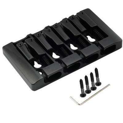 Musiclily Pro Black 19mm Pre-Radiused Hard Zinc 4 String Electric Bass Bridge