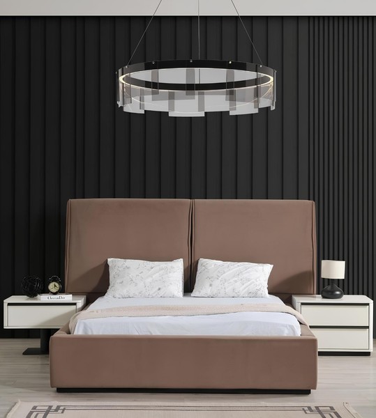 SchlafzimmermöBel Schlafzimmer Set Doppelbett Bett Nachttische 3Tlg Beige-image