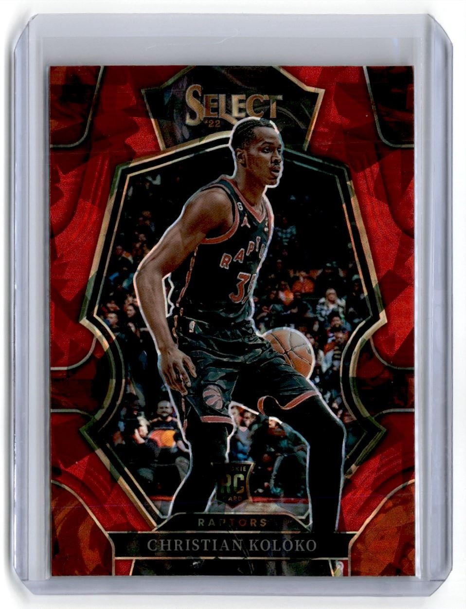 2022-23 Select Red Cracked Ice Premier Christian Koloko RC Toronto Raptors #185