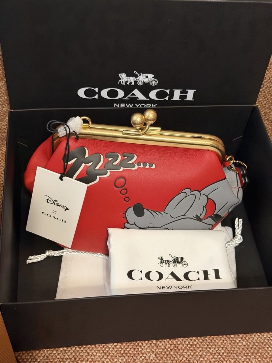 【kumako】COACH　ディズニーコラボバッグ NWT DISNEY X COACH MICKEY MOUSE PLUTO FRAME BAG RED LTD RE-EDITION