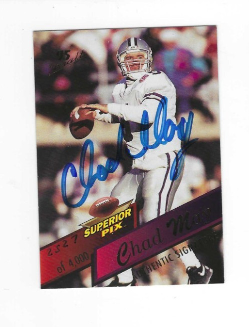 Signed CHAD MAY Kansas State Wildcats 1995 Superior Pix Card #30 w/COA