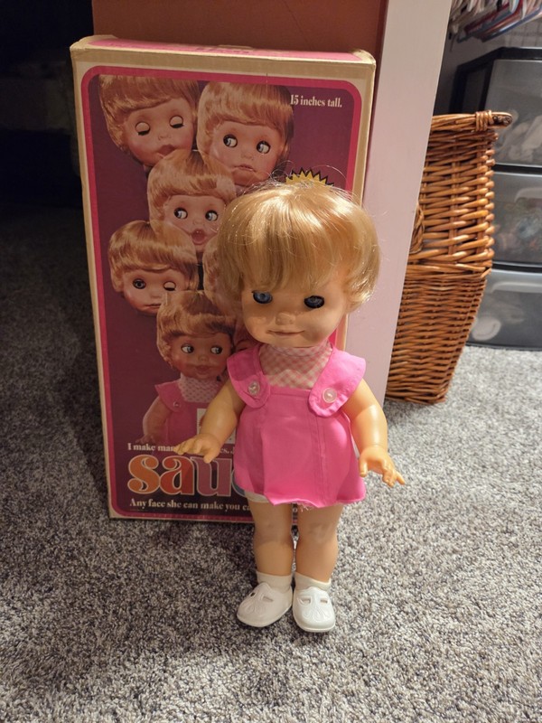 Mattel Saucy Funny Face Doll 1973 Vintage Retro Original Box Dress