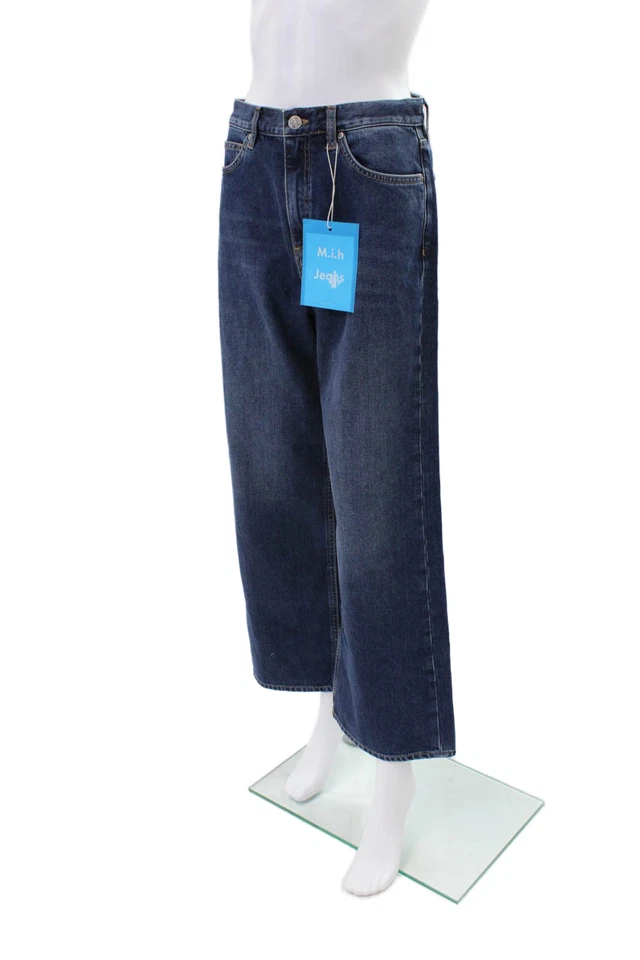 Pantalones de mezclilla para mujer MiH de tiro medio cinco bolsillos lavado oscuro pierna recta talla 28 Foto 2 de 4