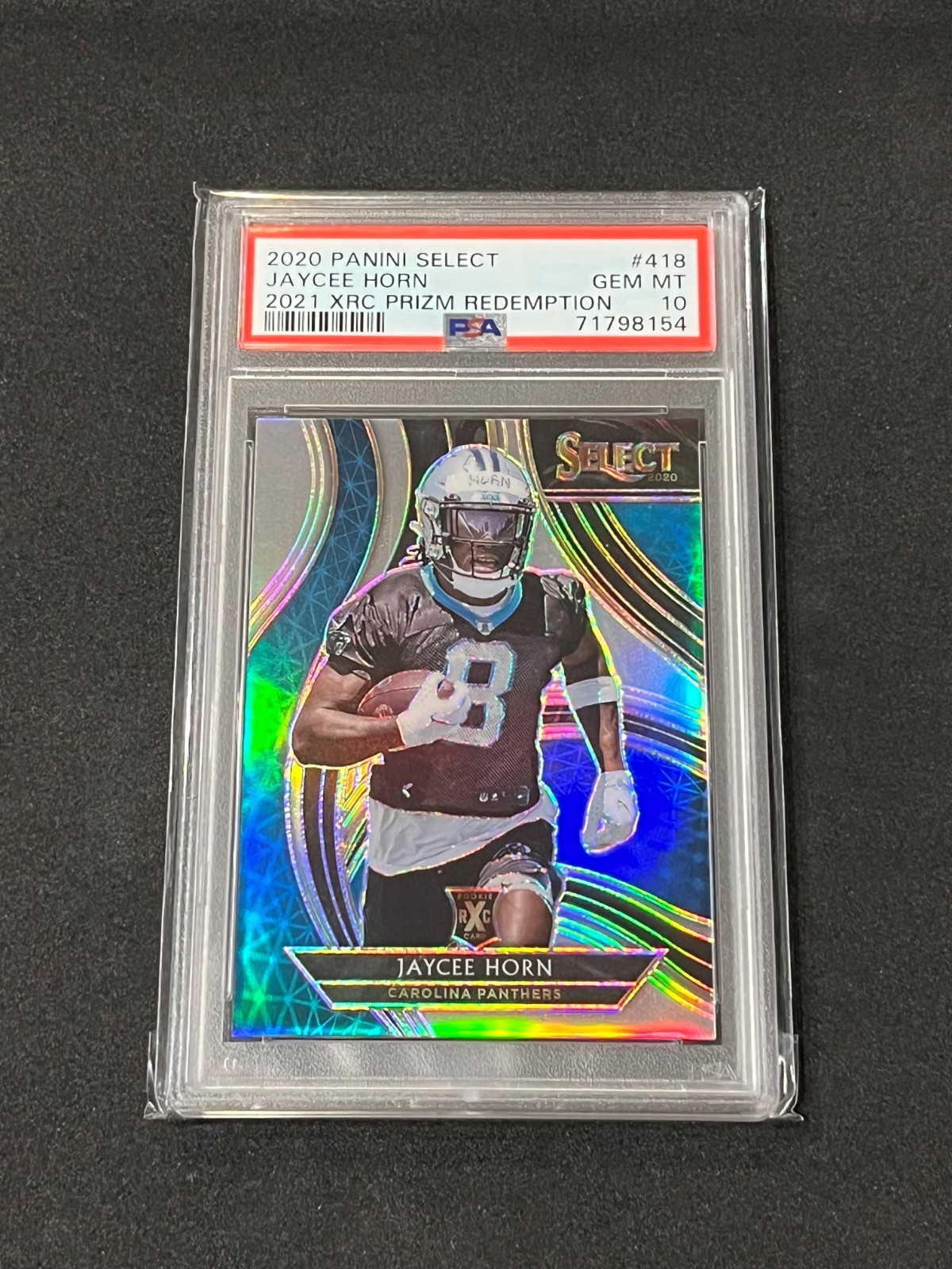 2020 Panini Select Football Jaycee Horn 2021 XRC Prizm #418 PSA 10 Pop 22