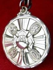 Sterling Holy Eucharist Jesus Joseph Christopher Christogram Miraculous Medal
