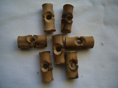 Gebrannte Holzoptik, Holz, einfache 1 Loch Knebelknöpfe x 7 KOSTENLOSER VERSAND