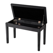 Home PU Leather Piano Bench Professional Soft Duet Seat Wood Storage Black