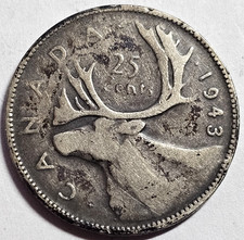 Canada 1943 Silver Quarter George VI KM# 35 VG Free Shipping