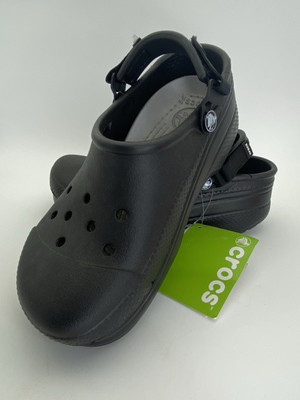 New Crocs Unisex Clogs Adjustable Turbo Strap Black Roomy Fit M5/W7