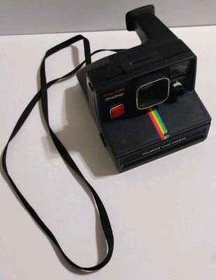 Vintage Polaroid One Step Time Zero Land Camera Black Rainbow Stripe SX-70 USA