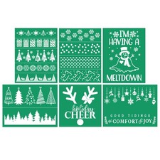 Christmas -Adhesive Silk Screen Stencils 6PCS Winter Screen Printing Stencils...
