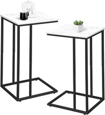 C Shaped Side Table Set of 2 Marble End Table Sofa  Bed Couch Table That Slide