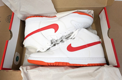 Nike Men's Dunk Hi-Retro Sneakers - White/Picante Red - DV0828-100 - NEW IN BOX!