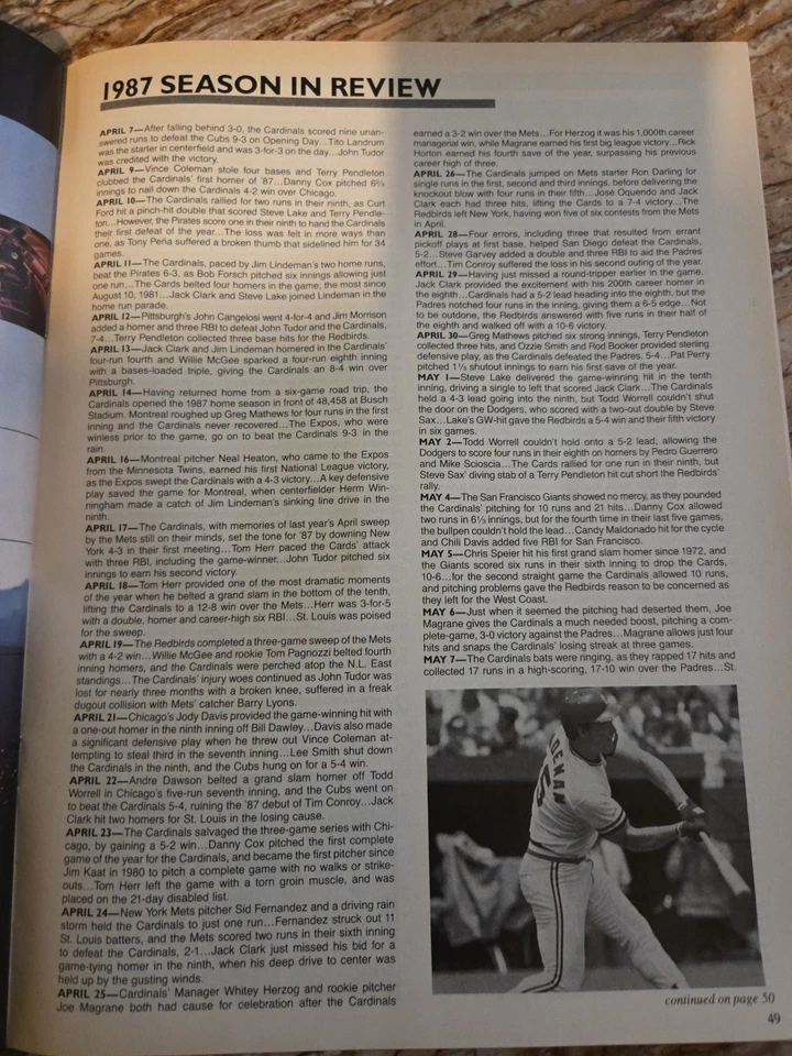 1987 National League Championship Series St. Louis Cardinals official program - Image 2 of 4