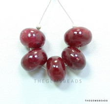 Natural Ruby Rondelle Smooth Beads, Beads Size 10-11mm, 5 Pieces Of Ruby Beads.