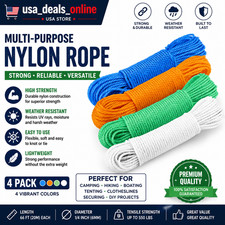 20m Nylon Clothesline Rope 1/4 Braided Heavy Duty Multi-Purpose