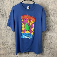 Vintage Barney T Shirt Size XL Blue Single Stitch 1992 Dinosaur Cartoon Mens