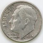 1963 D Extra Fine XF Roosevelt Dime 90% Silver D35