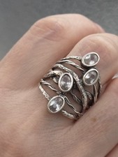 vintage israel Sterling Silver 925 Cubic Zirconia Ring Size 9.5 7.2 Grams 