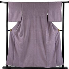 Silk Komon Kimono Geometric Pattern Purple S Size 154cm Used