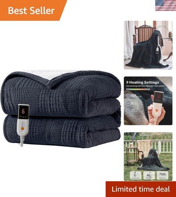 Heated Blanket Electric Blanket Throw 50''X60''-Heating Blanket with 9 Heat S...