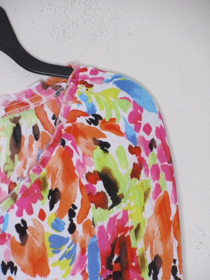 Ninety Clothing Company Women's Floral Print 3/4 Flutter Sleeve Boho Top 1X B46 - Image 4 of 4