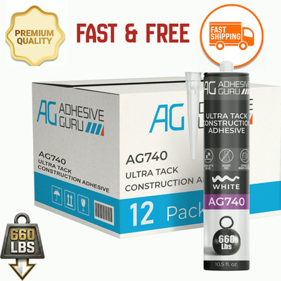AG740 Ultra Tack Hybrid Sealant No Nails Drill Glue Wood Metal Stone Mirror 12pk