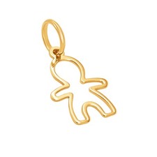 14k Pure Solid Yellow Gold Boy Son Laser Cut Delicate Small Pretty Charm Pendant