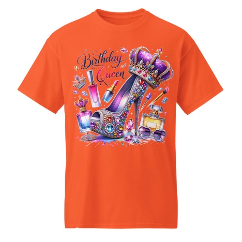 T-Shirt Birthday Queen, Classic Fit, Rib Collar, Tear Away Label Birthday Gif - Picture 8 of 15